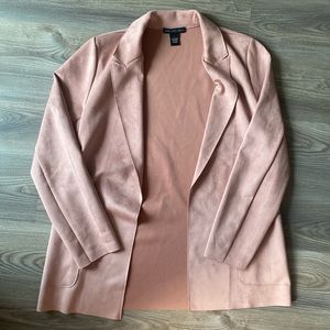 Joan Vass Faux Suede Open Front pink Blazer